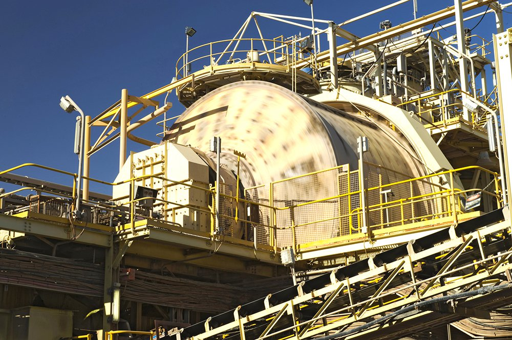 A SAG mill, used to break rock into smaller pieces, is the biggest piece of equipment in a mining operation.