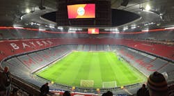 A glimpse of the pitch at Allianz Arena before players and fans descend.