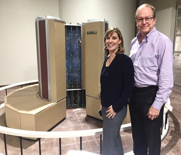Karin and Lonnie Mimms in front of the 10,000-lb Cray -1A once used by the Max Planck Institute