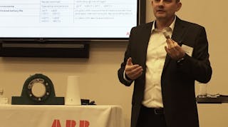 ABB&apos;s Artur Rdzanek shows off the ABB Ability Smart Sensor