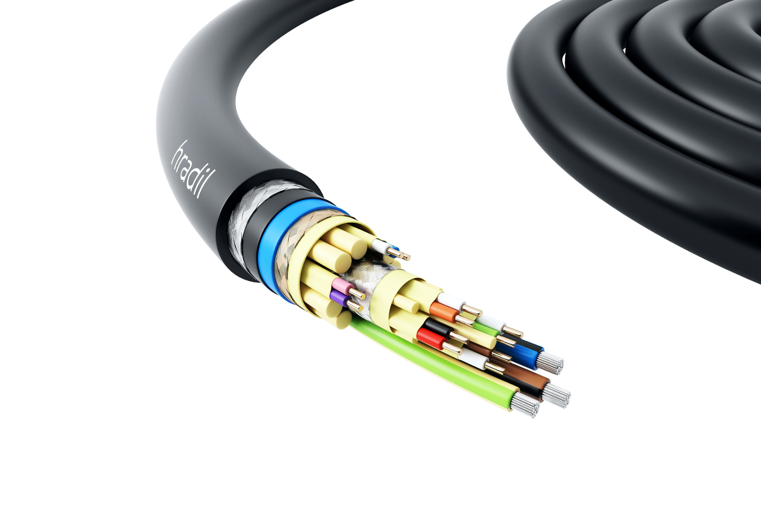 Armored Hybrid Multi-Ethernet Cable from Hradil transmits images and data and, supplies powerin marine environments.