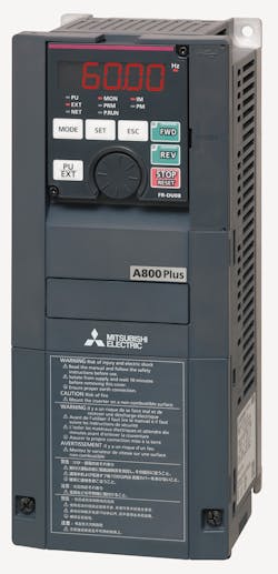 The FR-A800-R2R VFD from Mitsubishi has integrated functions for roll-to-roll applications. The FR-A800-R2R VFD from Mitsubishi has integrated functions for roll-to-roll applications.