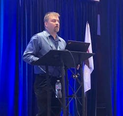 Subaru&apos;s Trent Lester speaking at the Automation World Conference &amp; Expo