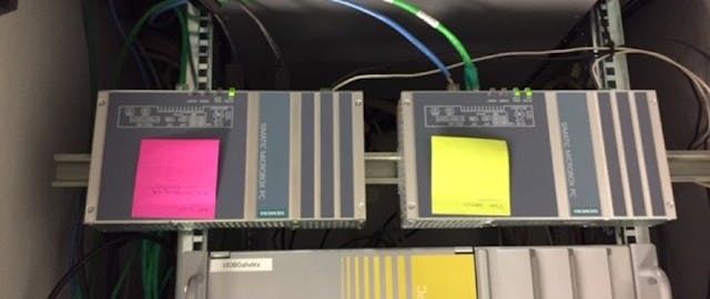The two computers installed for the Valve Monitoring App and PDM Maintenance Station are both 24V, DIN rail-mounted computers connected to the plant&rsquo;s process control network. Source: DuPont.