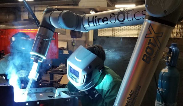 Hirebotics&rsquo;s new BotX welding robot can be hired like a human with no upfront capital investment and payment only for productive time. Image Courtesy of Hirebotics