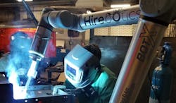 Hirebotics’s new BotX welding robot can be hired like a human with no upfront capital investment and payment only for productive time. Image Courtesy of Hirebotics Hirebotics’s new BotX welding robot can be hired like a human with no upfront capital investment and payment only for productive time. Image Courtesy of Hirebotics