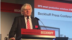 Beckhoff Managing Director/Founder Hans Beckhoff at the company&apos;s SPS 2019 press conference.