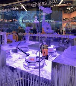ABB robots on display in the B&R exhibit at SPS 2019 to highlight the integration of ABB robotics and B&R's machine control. ABB robots on display in the B&R exhibit at SPS 2019 to highlight the integration of ABB robotics and B&R's machine control.