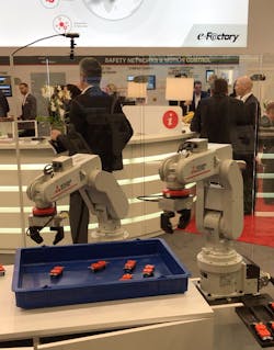 Demonstration of Mitsubishi and Realtime Robotics collaborative robot application at SPS 2019 in Nuremberg, Germany.