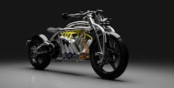 V-8 style batteries power the sleek Zeus 8 electric motorcycle. V-8 style batteries power the sleek Zeus 8 electric motorcycle.