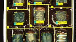 Cognex Deep Learning quality inspection software can be trained to identify correct placement and types of items assembled or packaged. In this consumer packaged goods example, it's assorted chocolates in a package. Source: Cognex Cognex Deep Learning quality inspection software can be trained to identify correct placement and types of items assembled or packaged. In this consumer packaged goods example, it's assorted chocolates in a package. Source: Cognex