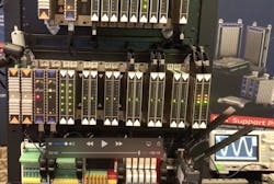 Demo of Bedrock Automation's OSA platform undergoing a firmware update. Oscilloscope in background demonstrates how the control system's operations are unaffected during the update process. Demo of Bedrock Automation's OSA platform undergoing a firmware update. Oscilloscope in background demonstrates how the control system's operations are unaffected during the update process.