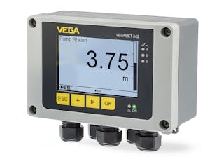 Vegamet controllers work in combination with up to two radar sensors. Optimized for the water/wastewater industry, they have large graphical displays and weatherproof housing.