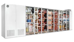 The MV7000 drives from GE Power Conversion can feed both induction and synchronous machines with high-perfomance vector control across all speed ranges. The MV7000 drives from GE Power Conversion can feed both induction and synchronous machines with high-perfomance vector control across all speed ranges.