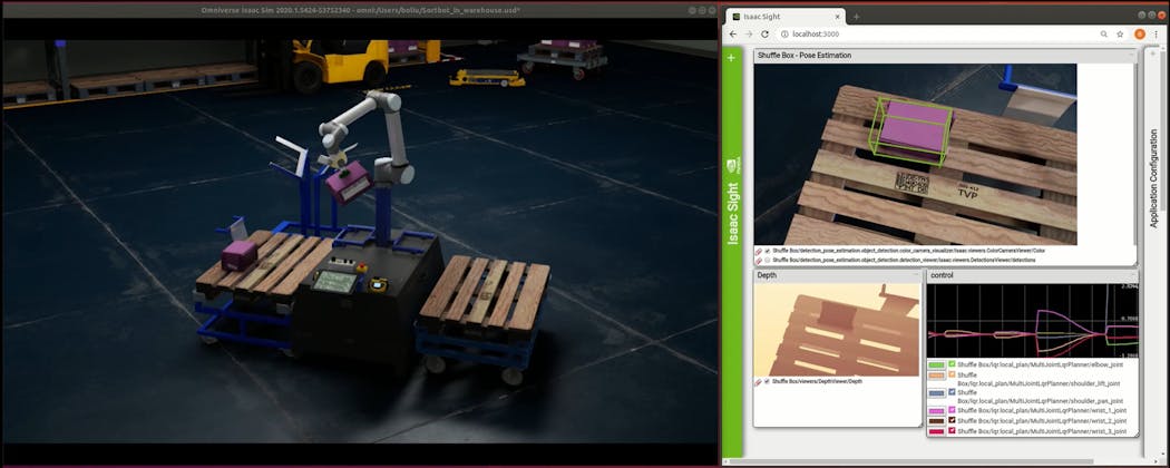 Nvidia Isaac robotics platform working in sync with robot.