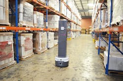 The SmartGuardUV autonomous mobile robot at work in a warehouse facility. Source: Fetch Robotics