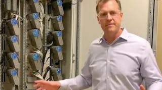Brian Reynolds, senior director of engineering at Honeywell Process Solutions demonstrates how Honeywell&apos;s Experion PKS controller backup mesh works.