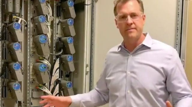 Brian Reynolds, senior director of engineering at Honeywell Process Solutions demonstrates how Honeywell&apos;s Experion PKS controller backup mesh works.