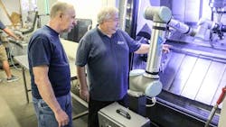 Rather than turn orders away because of reduced capacity caused by social distancing requirements, All Axis Machining deployed eight UR10 cobots for machine tending tasks.