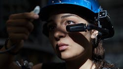 Worker wearing the Realwear HMT-1 with augmented reality glasses. Source: Cisco. Worker wearing the Realwear HMT-1 with augmented reality glasses. Source: Cisco.