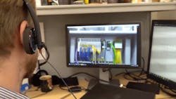 A hotline technician at Beumer can see what the operator sees, walking them through the troubleshooting process. A hotline technician at Beumer can see what the operator sees, walking them through the troubleshooting process.