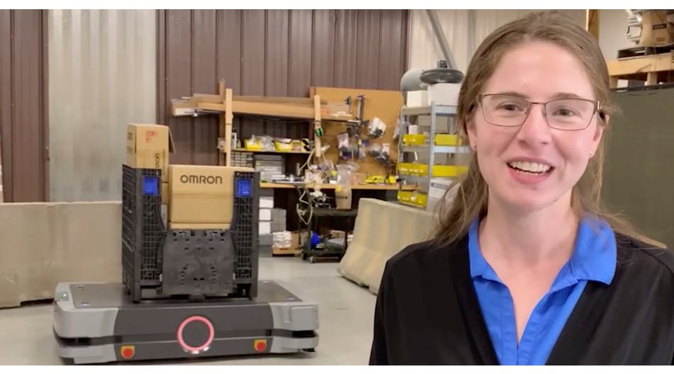 Kate Cramer, automation engineer at Omron Automation, explains the features and functions of the new HD-1500 autonomous mobile robot.