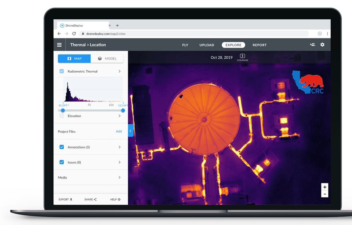 CRC uses DroneDeploy to fly and map thermal imagery and conduct thermal inspections.