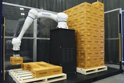 The Motoman HC20XP collaborative robot goes to work in a palletizing application. Image courtesy of Motoman/Yaskawa.