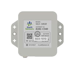 Swift Sensors' wireless gateway receives sensor data and transmits it to a secure cloud-based Swift Sensors Console account. Source: Swift Sensors Swift Sensors' wireless gateway receives sensor data and transmits it to a secure cloud-based Swift Sensors Console account. Source: Swift Sensors