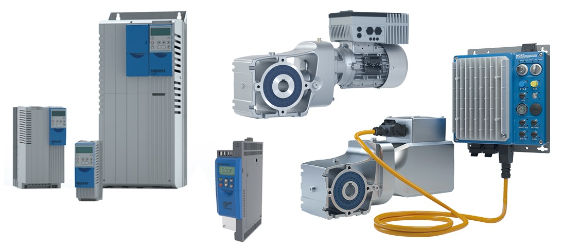 The NORDAC product family from NORD: Decentralized and centralized drive electronics up to 200 HP.
