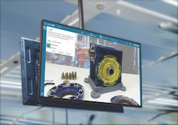 AssistAR augmented reality software from Siemens highlights a bearing cover in yellow as it leads a technician through maintenance of a gearbox. Source: Siemens Digital Industries Software