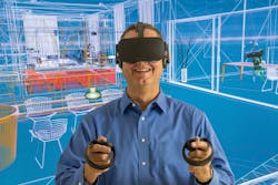 Borrowing technology from the computer game industry, engineers at manufacturing companies are superimposing virtual elements upon the images of real objects depicted on the screens of headsets and mobiles devices. Source: Autodesk