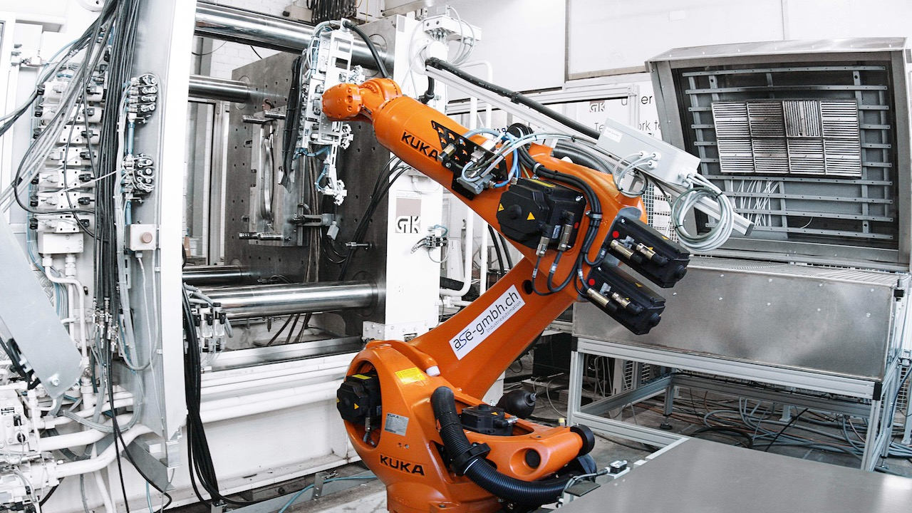 In KUKA Robotics&rsquo; machining operations department, the company manufactures components used for the production of its own robots. Here, robots are used to produce 14 components that are installed in the adjacent robot assembly shop. Source: KUKA Robotics