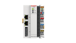 The EK9500 Bus Coupler connects EtherNet/IP networks to the EtherCAT Terminals, as well as EtherCAT Box modules and converts the telegrams from EtherNet/IP to the E-bus signal representation. In EtherCAT, the EtherNet/IP coupler has at its disposal a lower-level, powerful, and fast I/O system with a large selection of terminals. According to Sree Swarna Gutta, North American I/O product manager at Beckhoff
Automation, users with older systems and machinery can implement an IoT application that collects data for machine learning and send it to the cloud without having to write detailed programming by using Beckhoff’s couplers. The EK9500 Bus Coupler connects EtherNet/IP networks to the EtherCAT Terminals, as well as EtherCAT Box modules and converts the telegrams from EtherNet/IP to the E-bus signal representation. In EtherCAT, the EtherNet/IP coupler has at its disposal a lower-level, powerful, and fast I/O system with a large selection of terminals. According to Sree Swarna Gutta, North American I/O product manager at Beckhoff
Automation, users with older systems and machinery can implement an IoT application that collects data for machine learning and send it to the cloud without having to write detailed programming by using Beckhoff’s couplers.