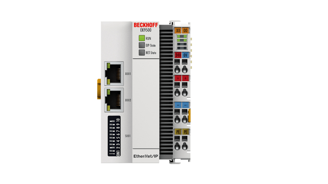 The EK9500 Bus Coupler connects EtherNet/IP networks to the EtherCAT Terminals, as well as EtherCAT Box modules and converts the telegrams from EtherNet/IP to the E-bus signal representation. In EtherCAT, the EtherNet/IP coupler has at its disposal a lower-level, powerful, and fast I/O system with a large selection of terminals. According to Sree Swarna Gutta, North American I/O product manager at Beckhoff Automation, users with older systems and machinery can implement an IoT application that collects data for machine learning and send it to the cloud without having to write detailed programming by using Beckhoff&rsquo;s couplers.