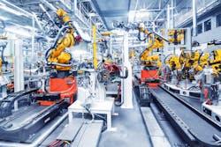 Robots can be stationary or combined with drag chains to make them move along a path in various industrial manufacturing applications like automotive, material handling, and food and beverage. Robots can be stationary or combined with drag chains to make them move along a path in various industrial manufacturing applications like automotive, material handling, and food and beverage.