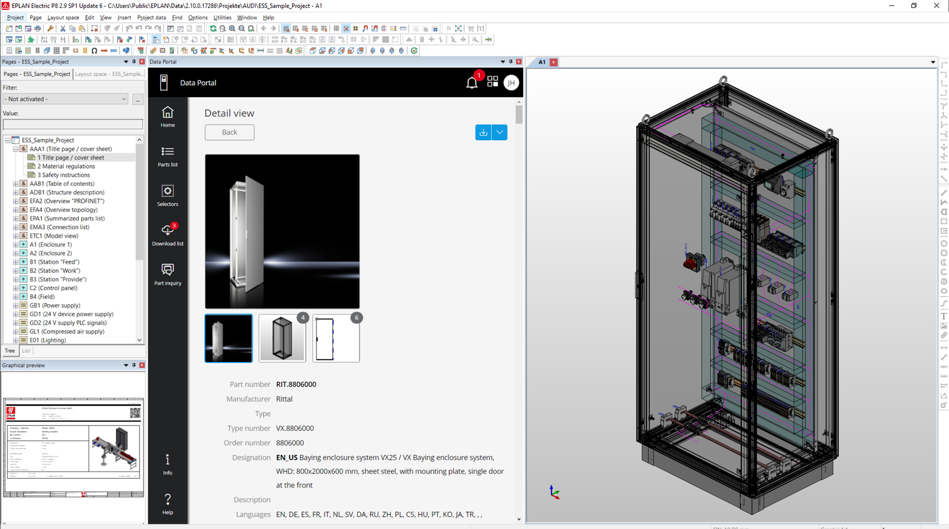EDP Rittal Enclosure.jpg: More than one third of all the data in the EPLAN Data Portal &ndash; for instance, those from Rittal &ndash; already conforms to the new, high quality Data Standard.