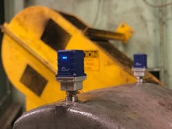 An Augury Machine Health sensor on industrial equipment. Note: this photo is supplied by Augury and is not from a Colgate-Palmolive plant. An Augury Machine Health sensor on industrial equipment. Note: this photo is supplied by Augury and is not from a Colgate-Palmolive plant.