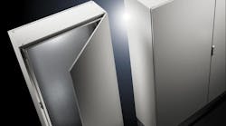 In contrast to baying enclosures with a frame and removable side panels, the free-standing enclosure has an all-in-one body made from a single piece of steel sheet or stainless steel. Image may be reproduced. Source: Rittal North America. In contrast to baying enclosures with a frame and removable side panels, the free-standing enclosure has an all-in-one body made from a single piece of steel sheet or stainless steel. Image may be reproduced. Source: Rittal North America.