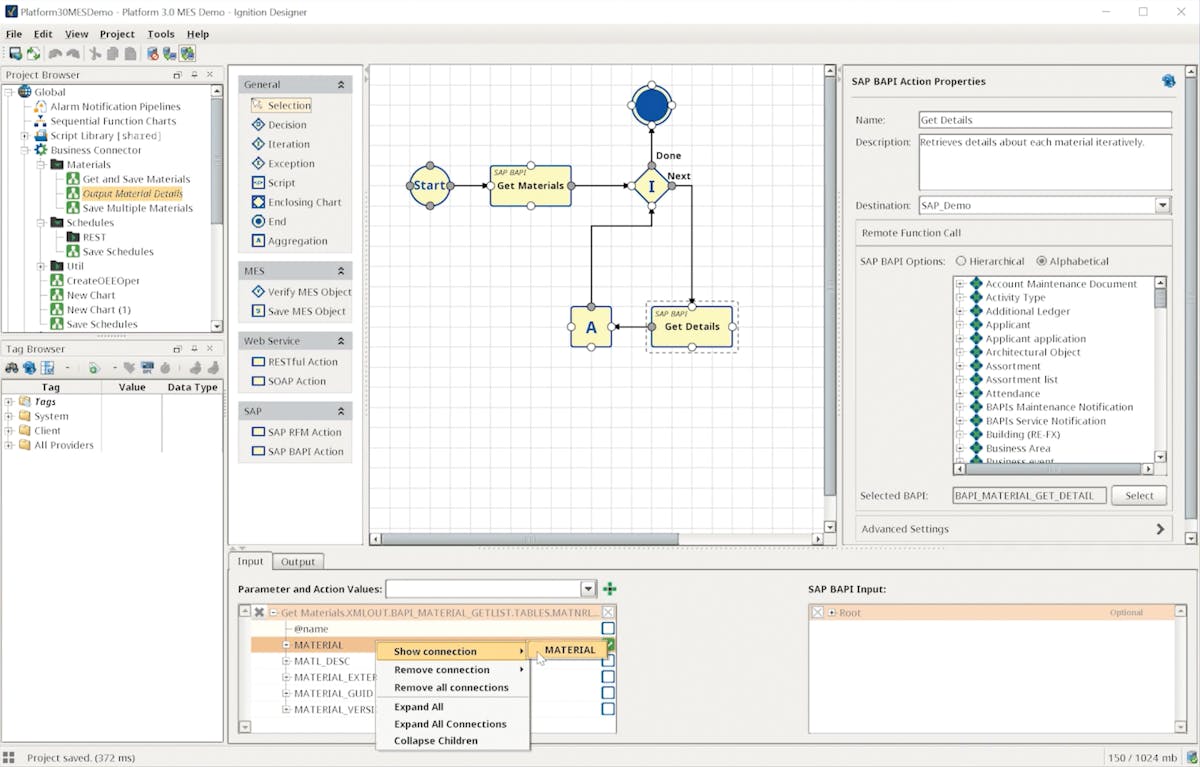 Ignition allows MES software like Sepasoft&rsquo;s to run as plug-in module within the SCADA and HMI system, facilitating convergence. Image Courtesy of Inductive Automation