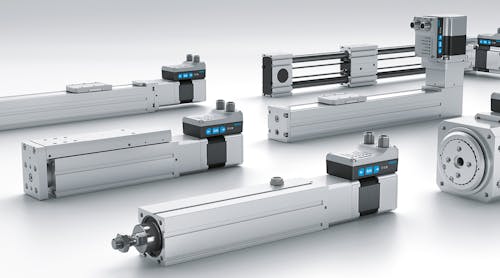 Festo&rsquo;s SMS combines pneumatics with electric automation for use in positioning, indexing, clamping, feeding, and cut-to-length tasks.