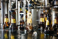 The slightest change in temperature and pressure can cause foaming on the bottling line at Sugar Creek Brewing. To control this form of waste, the brewery turned to Bosch Rexroth to retrofit its line with IIoT technology. Source: Bosch Rexroth Corp.
