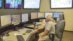 To avoid overwhelming operators at the Tres Rios Water Reclamation Facility with too much data, the graphical presentation of control data on the upgraded HMI/SCADA system is based on situational awareness principles, including simplicity and a limited use of color. Source: Aveva