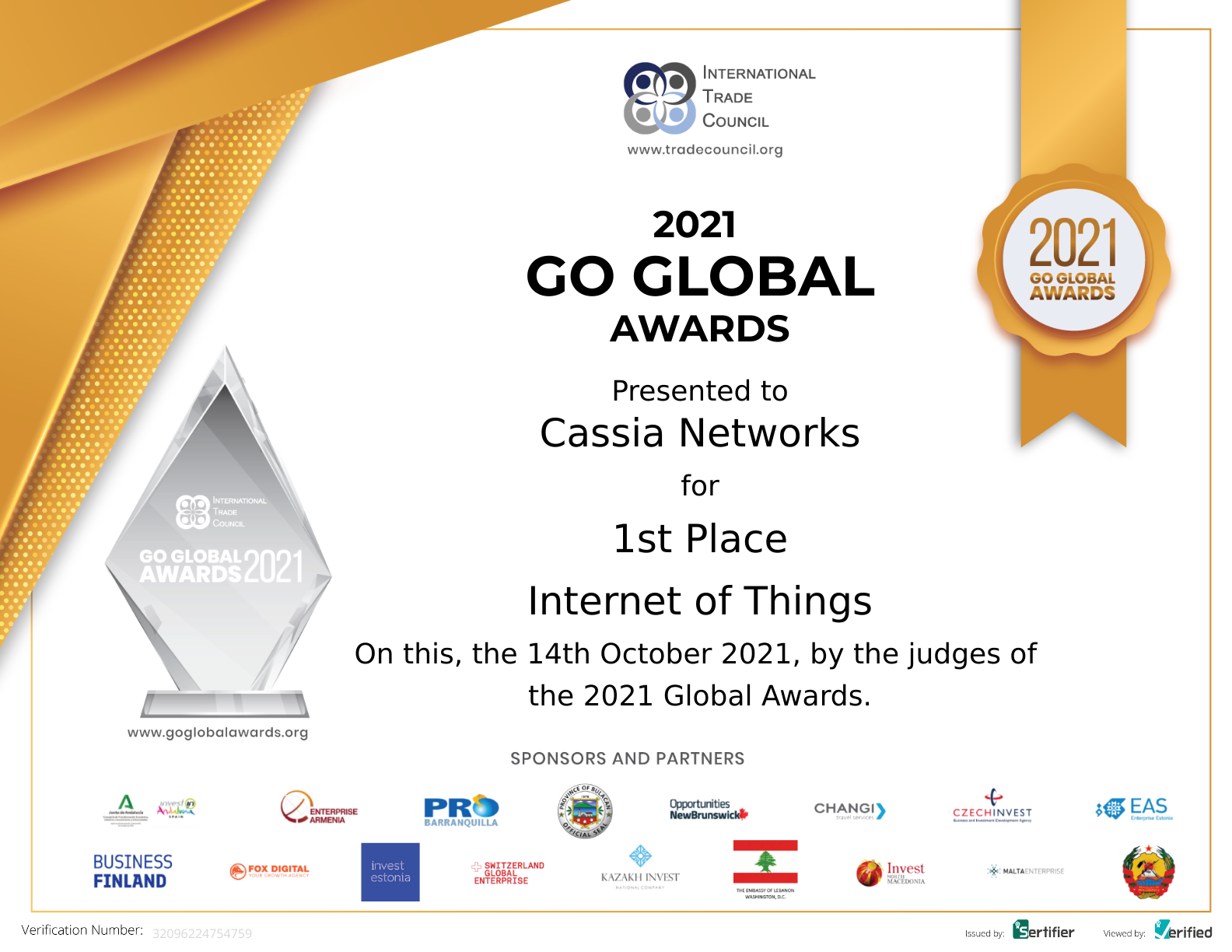 Cassia Networks Go Global Award2