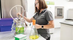 In the lab at the Veramaris facility where omega-3 oil is made from marine algae. In the lab at the Veramaris facility where omega-3 oil is made from marine algae.