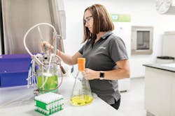 In the lab at the Veramaris facility where omega-3 oil is made from marine algae. In the lab at the Veramaris facility where omega-3 oil is made from marine algae.