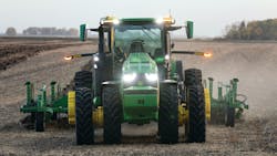 John Deere's 8R autonomous tractor. John Deere's 8R autonomous tractor.