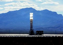 A concentrated solar power station. A concentrated solar power station.