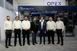 Leaders from Beckhoff and OPEX® gathered at MODEX 2022 to finalize the deal to implement the new Infinity™ AS/RS at Beckhoff’s U.S. headquarters. (© OPEX Corporation, 2022) Leaders from Beckhoff and OPEX® gathered at MODEX 2022 to finalize the deal to implement the new Infinity™ AS/RS at Beckhoff’s U.S. headquarters. (© OPEX Corporation, 2022)