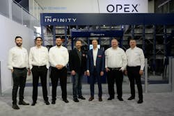Leaders from Beckhoff and OPEX&circledR; gathered at MODEX 2022 to finalize the deal to implement the new Infinity&trade; AS/RS at Beckhoff&rsquo;s U.S. headquarters. (&copy; OPEX Corporation, 2022)